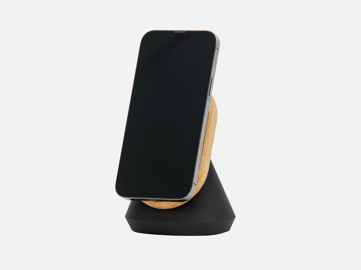 oak magsafe iphone stand - in use | oak