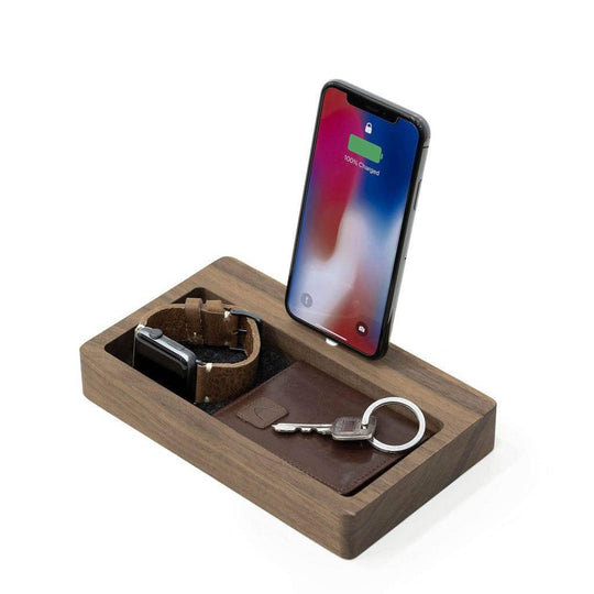Desk organizer with charger |--variant--| Walnut